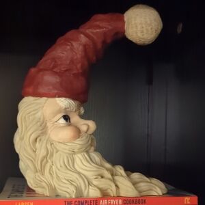 Vintage Santa Claus Crescent Man in the Moon Face  Retro Resin 10” Tall